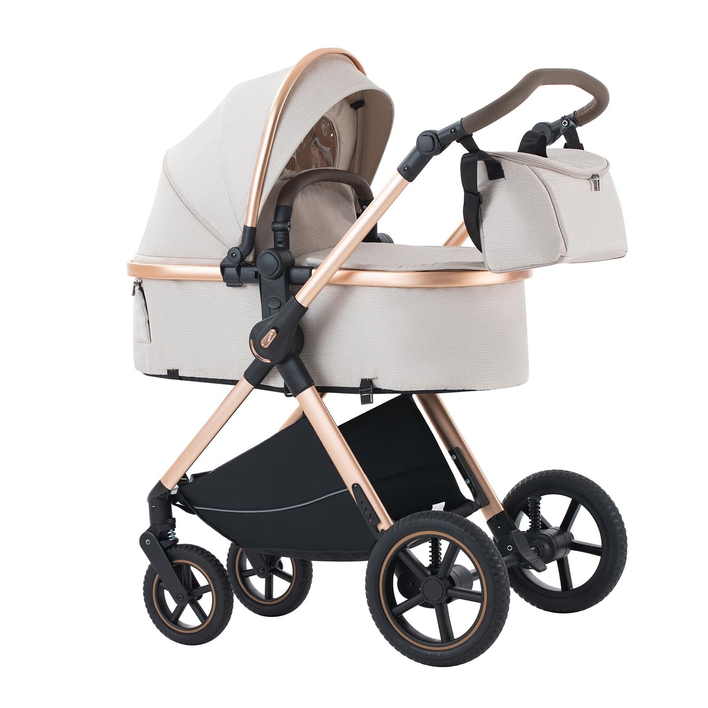 Kinderwagen 3 in 1 – Faltbarer Kombikinderwagen mit Buggy & Babywanne, Leichtes Aluminiumgestell